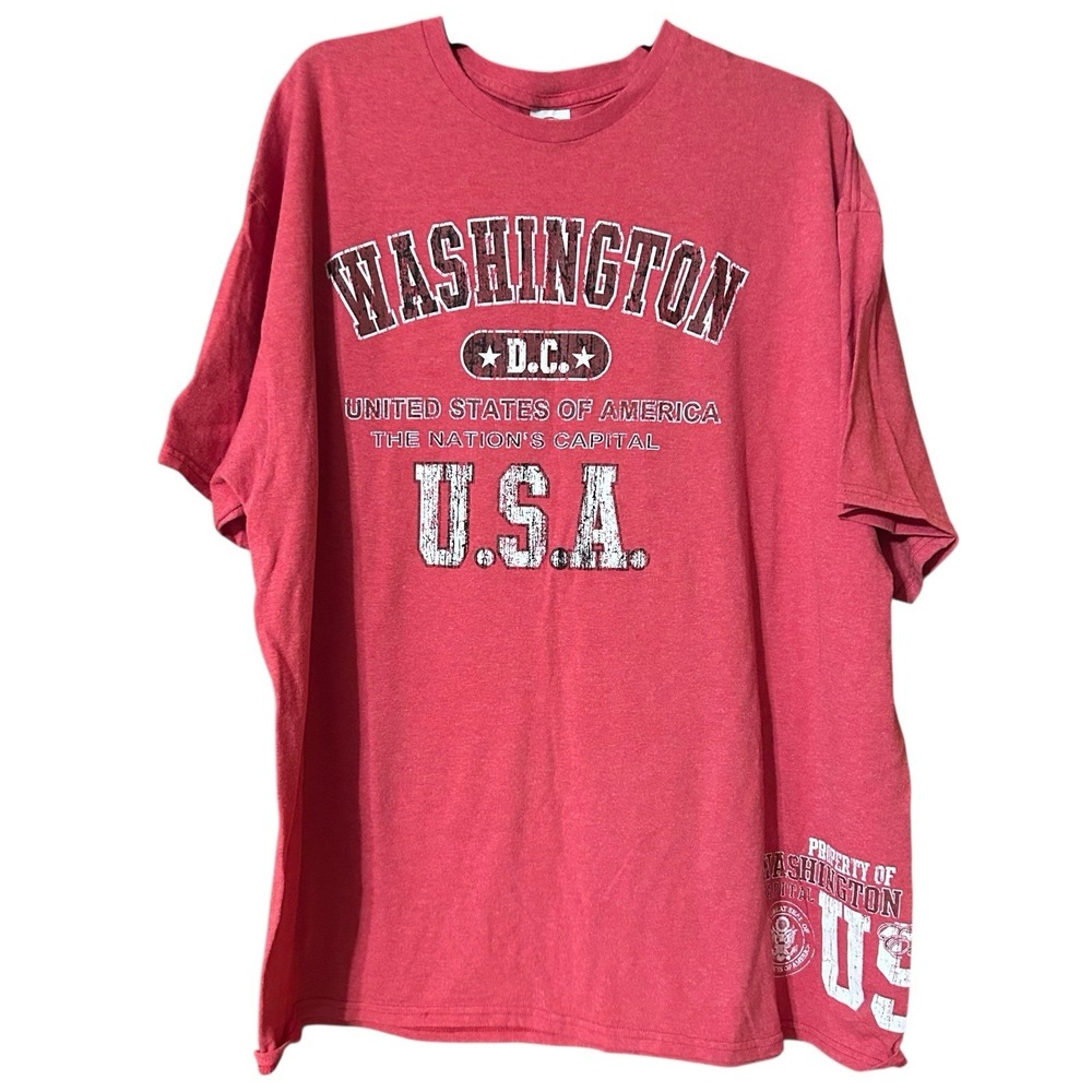 Washington D.C. USA Tee Short Sleeve T-Shirt Crew Neck‎ Size 2XL Plus Size Red